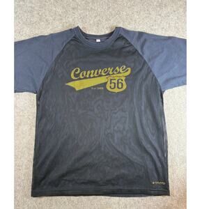 Converse All Star #56 T Shirt Mens Large Blue Raglan Sleeve Performance Casual